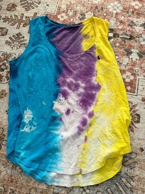 Ralph Lauren Tie-Dye Scoop Neck Tank - Blue, Purple & Yellow